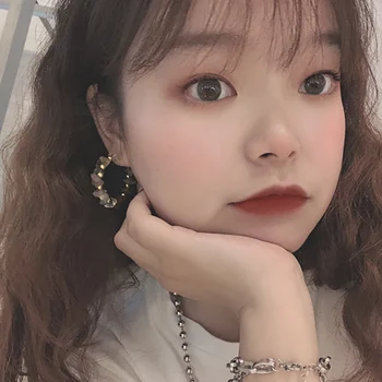 

Momiji Boho Multi Color Natural Stone Hoop Earrings for Women All Handmade Fashion Wedding Jewelry Crystal Statement Earrings