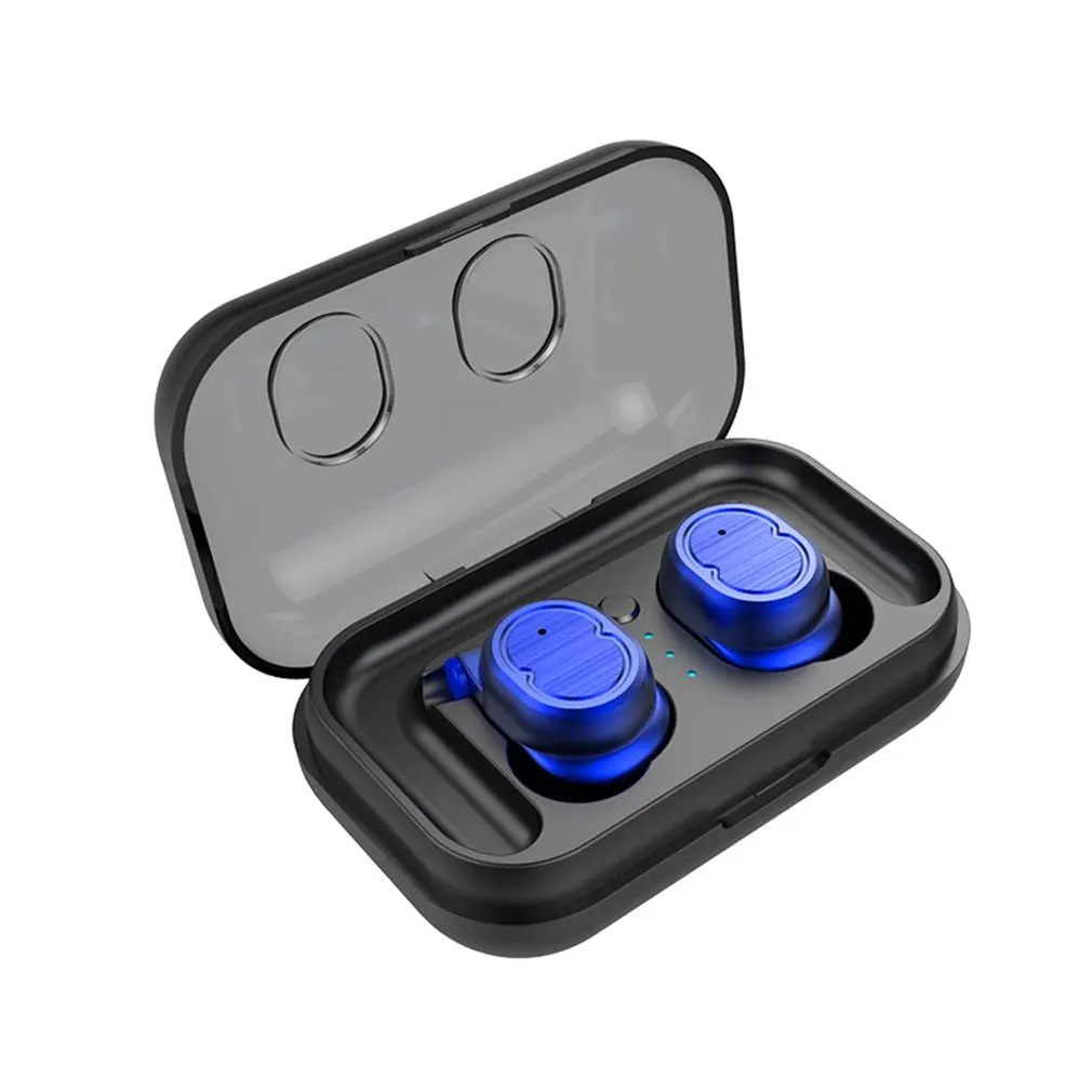 Синий 5,0 Bluetooth гарнитура TWS True беспроводные наушники 5D стерео Водонепроницаемая беспроводная большая емкость сенсорная Мини спортивная Гарнитура для бега - Цвет: Синий