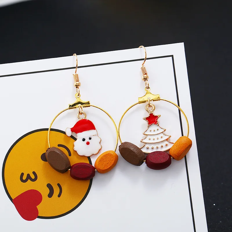 

Fashion Christmas Earrings Santa Claus Tree Drop Earrings Accessories Lovely Xmas Gifts For Women Girls Wood Ear Jewelry