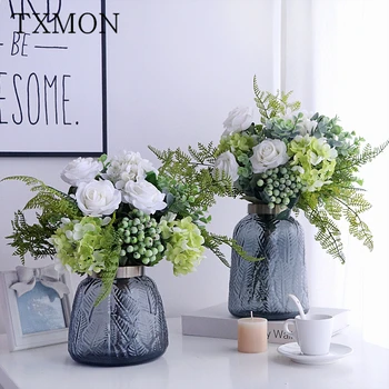 

Light luxury Nordic simulation floral set fake flower decoration home table decorations rose dried bouquet flowers arrangement