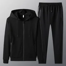 Tracksuit Men's Jogging Set Sportswear Fashion Autumn Two Pieces Clothing Men Zipper Hooded Jacket+Trousers Loose Sportwear 4XL