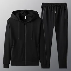 Conjunto de roupa esportiva masculina, agasalho de corrida moda outono duas peças roupas masculinas jaqueta com zíper e calça solta 4xl