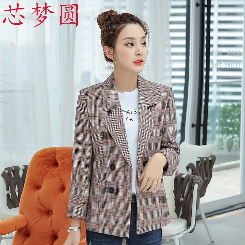 

Autumn And Winter Ol Commuting Large Size Business Women's Slim Fit Plaid Small Suit Fashion White Collar Sale Foreman Formal We