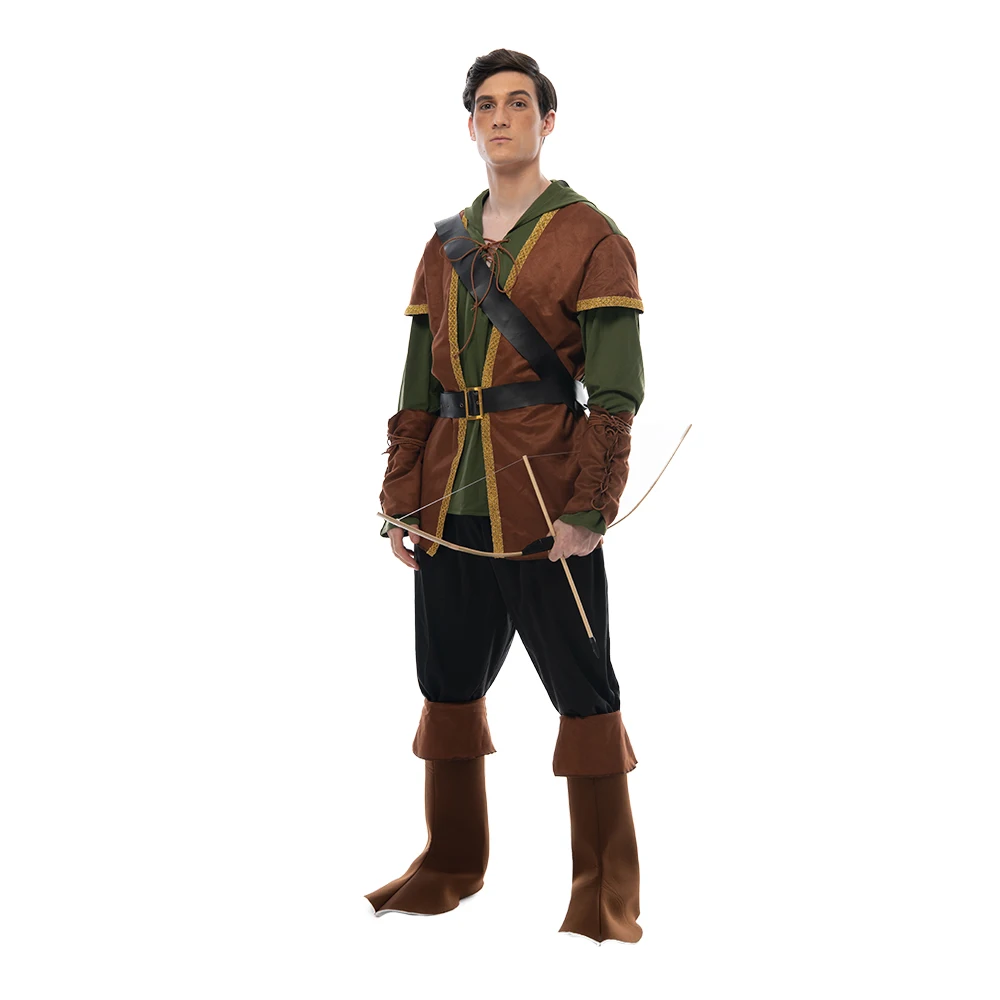 Snailify Men's Archer Costume Forest Hunter Robin Hood Cosplay For Halloween Purim Adult Carnival Party Outfits Quiver