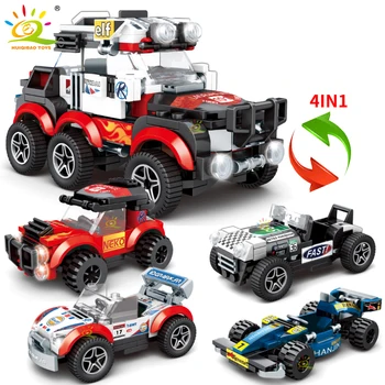 

HUIQIBAO 365PCS 4in1 Off-road Racing Car Speed Champions Building Blocks City Sport Car Racers Figure Bricks Toys For Children
