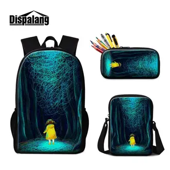 

Schoolbag many image color canvas 3 in 1 set backpack college style simple campus men and women travel backpacks