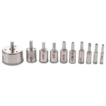 

10Pcs Diamond Hole Saw Drill Bit Saw Set Tile Ceramic Cutting Glass Marble Set 8-50mm