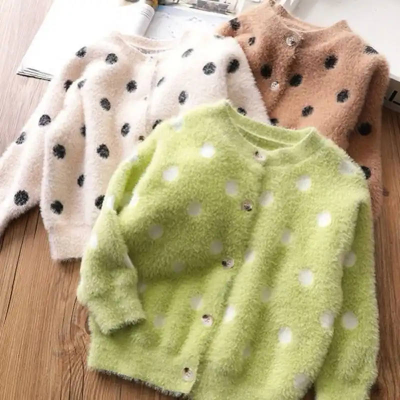 子供セーターカーディガン子供女の子ニットドット柄コートジャケット上着ベビー春秋トップス服ニット服 ジャケット コート Aliexpress