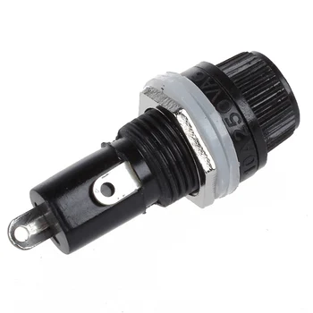 

New AC 15A 125V Screw Cap Panel Mounted 5 x 20mm Fuse Holder Black 5 Pcs
