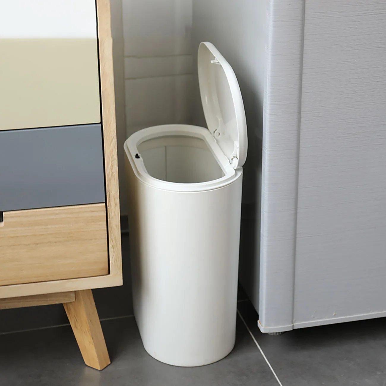 8l Plastic Slim Trash Can Wastebasket With Lid Kitchen Bathroom Toilet Narrow Seam Garbage Container Bin Odor Bacteria Control Waste Bins Aliexpress