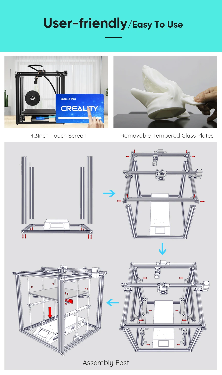 Creality Ender-5 Plus 3d printer Kit with Auto Bed Leveling, Printing Resume,Dual Z-axis 350*350*400mm latest 3d printer