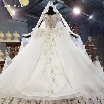 شراءHTL1889 فستان زفاف فاخر مطرز بالخرز 2020 قصير الأكمام مزين فستاين سهرة/فساتين الحفلات كريستال قبالة الكتف