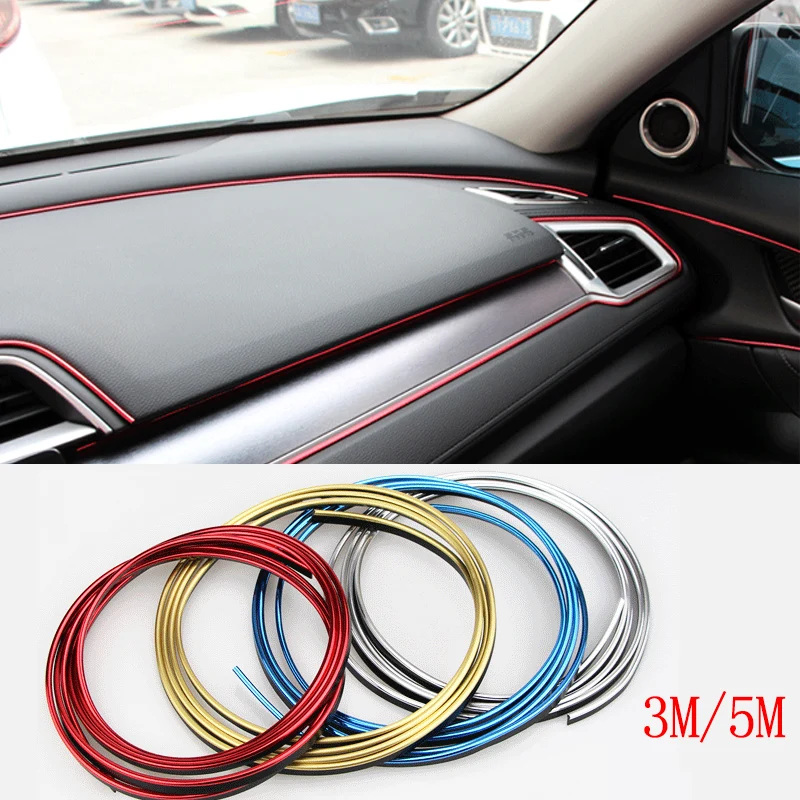 

Silver Blue Red Moulding Trim Air Dashboard Door Edge Auto Accessories Car Styling Interior Decoration Strip Chrome