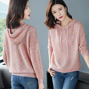 

Lian Hat Sweater Knitting Shirt Female Loose Spring And Autumn Pack 2020 New Style Hollow Out Top Coat Sweater Backing Shirt