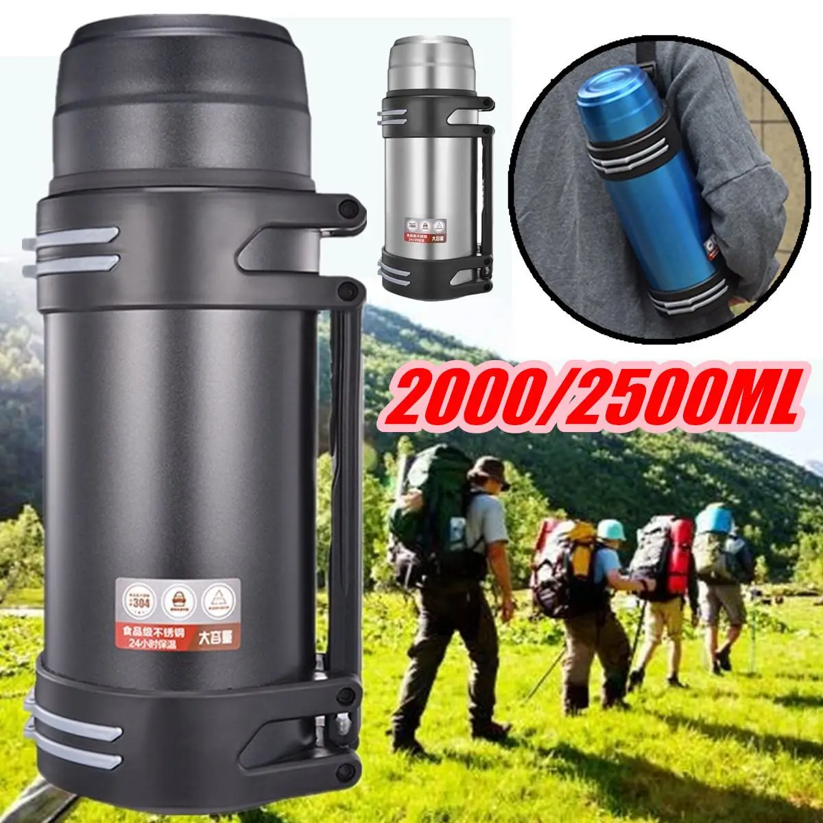

Stainless Steel Vacuum Flasks Thermoses 2000/2500ML Big Size Outdoor Travel Cup Thermoses Bottle Thermal Coffee Thermoses Cup