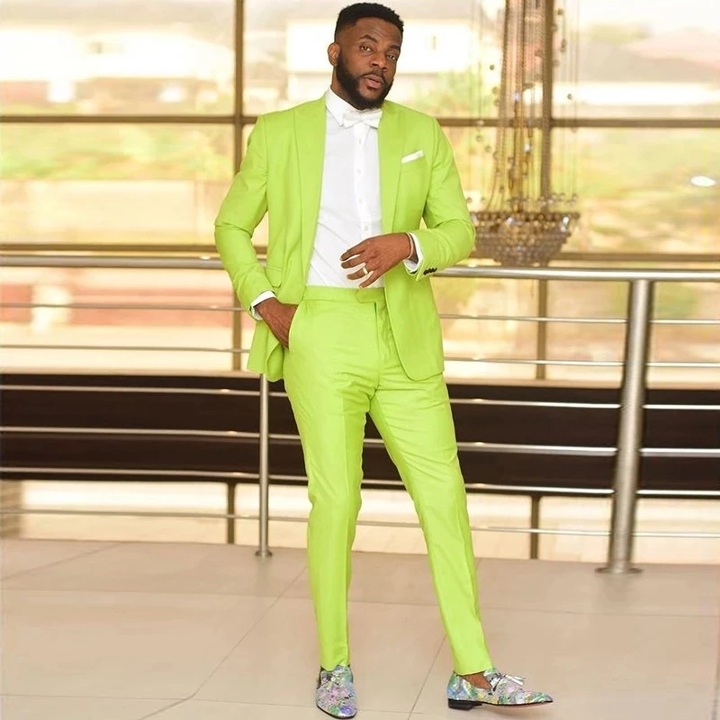 Summer Bright Green Mens Suit Jacket Pant One Button Custom Made Casual  Outfit Wedding Tuxedos Business Men Wear (blazer+pants) - Suits - AliExpress