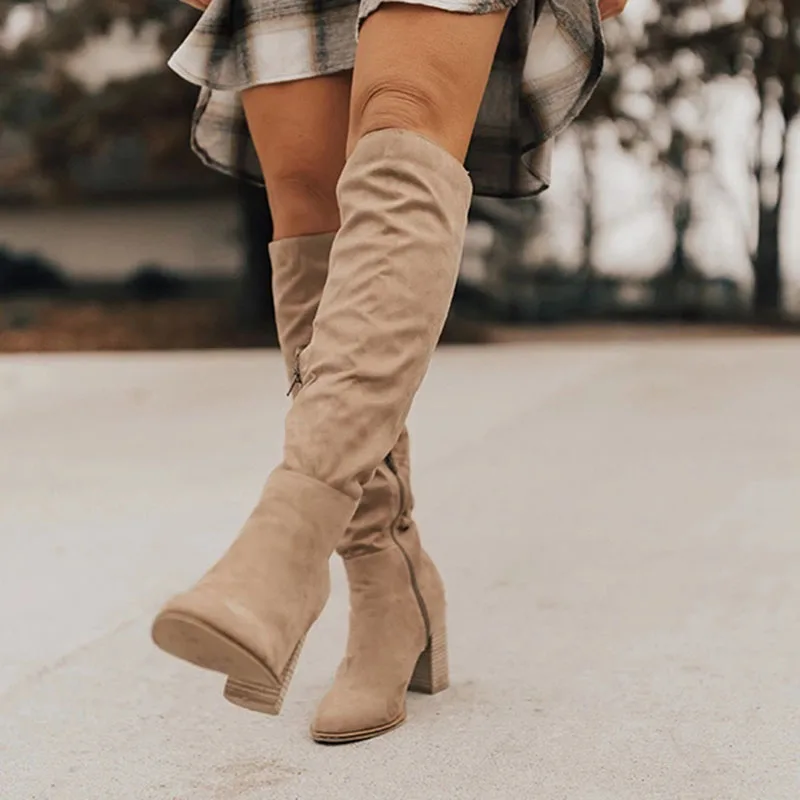 

vertvie Women Knee-High Boots Lace Up Sexy High Heels Women Shoes Lace Up Winter Boots Warm Size 2019 Fashion Boots