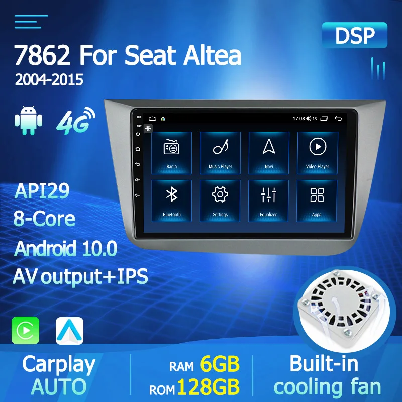 Автомагнитола на Android 10 1280x720 6 ГБ + 128 Гб мультимедийная навигация GPS для Seat Leon Altea