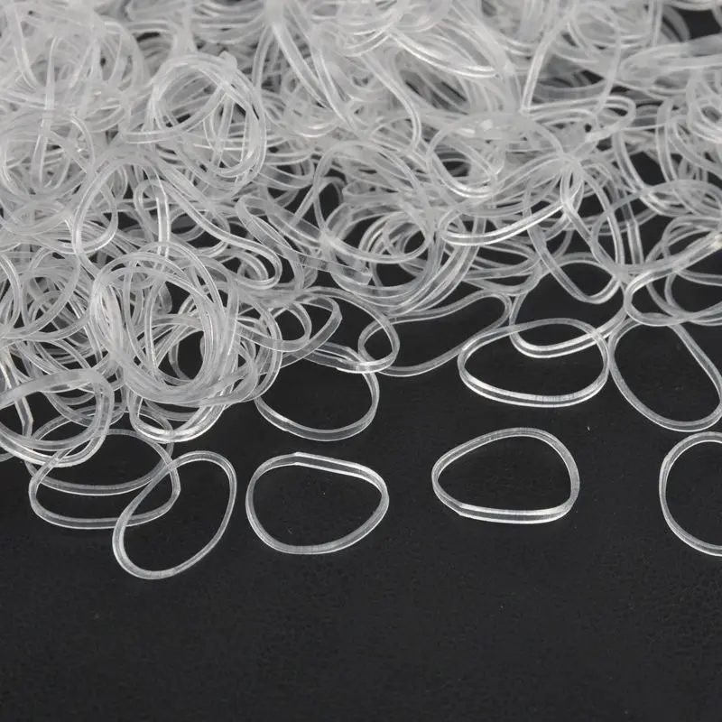 200/500/1000pcs Transparent Hair Bands Ponytail Holder Elastic Rubber Bands Rope Ties for Women Bridal Girl Hair Stying Findings