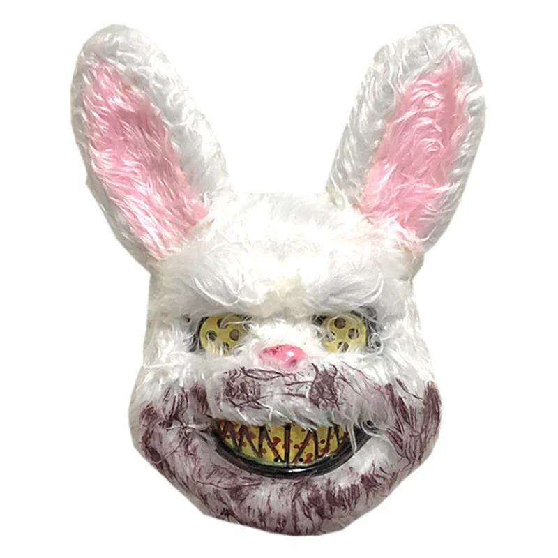 

Scary Mask Bunny Rabbit Bloody Plush Teeth Creepy Halloween Cosplay Costume Props TP899