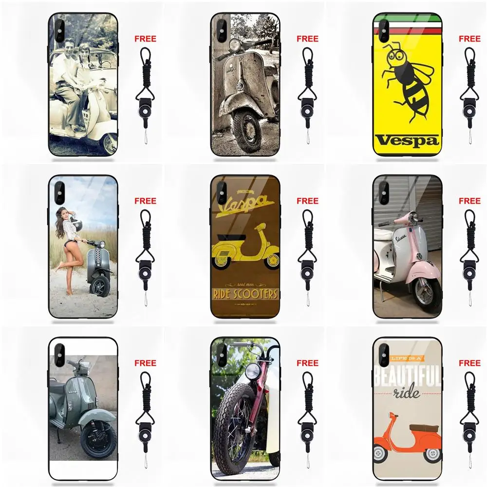 Vespa скутер Мягкий ТПУ чехол + закаленное стекло искусство онлайн для Apple iPhone 5 5C 5S SE