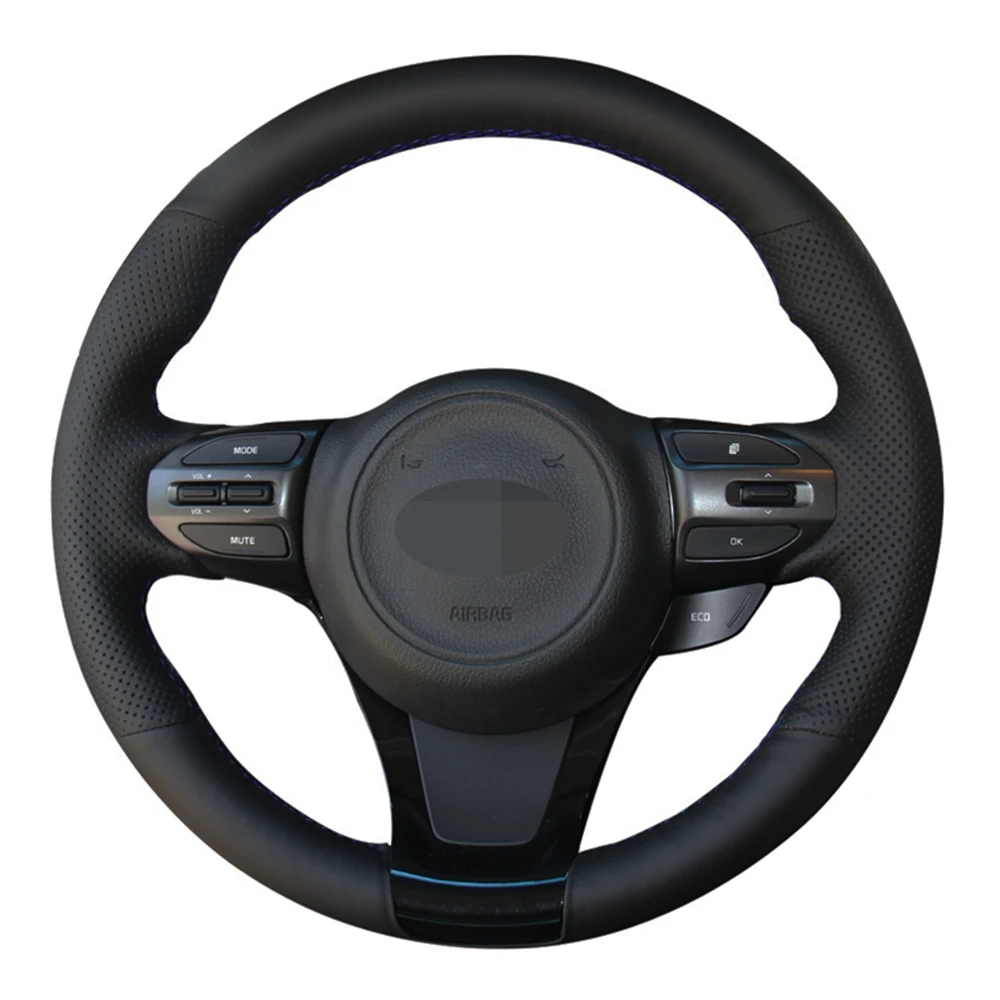 Car Steering Wheel Cover Handstitched Soft Black Artificial Leather