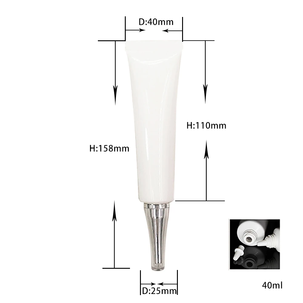 Empty 40g cream soft tube containers, 100pcs white eye cream cosmetic tube with cap