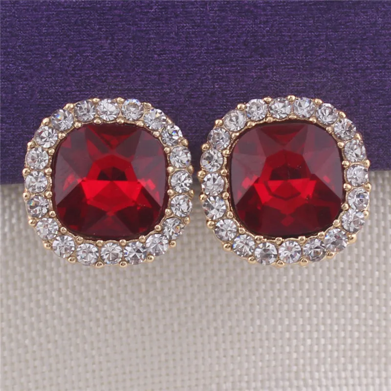 Gold Red Бренд Grace Jun, новинка, серьги-клипсы со стразами, без пирсинга, для женщин, вечерние, свадебные, Роскошные, для невесты, без ушей, серьги - Окраска металла: Gold Red