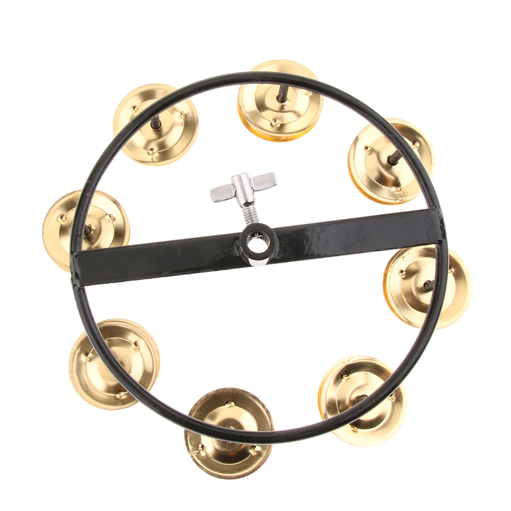Drum Set Hi Hat Tambourine with Single Row Steel Jingles for Kids KTV Party Favor Gift