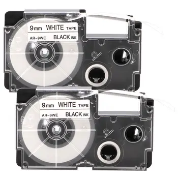 

Fashion 2X Set Black on White 9mm Label Tape XR-9WE XR-9WE1 For Casio EZ-Serial