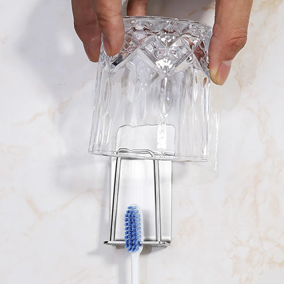 Ванная комната Зубная щетка подставка для кружек 304 нержавеющая сталь настенный самоклеящийся Набор Банных Принадлежностей держатель зубной пасты