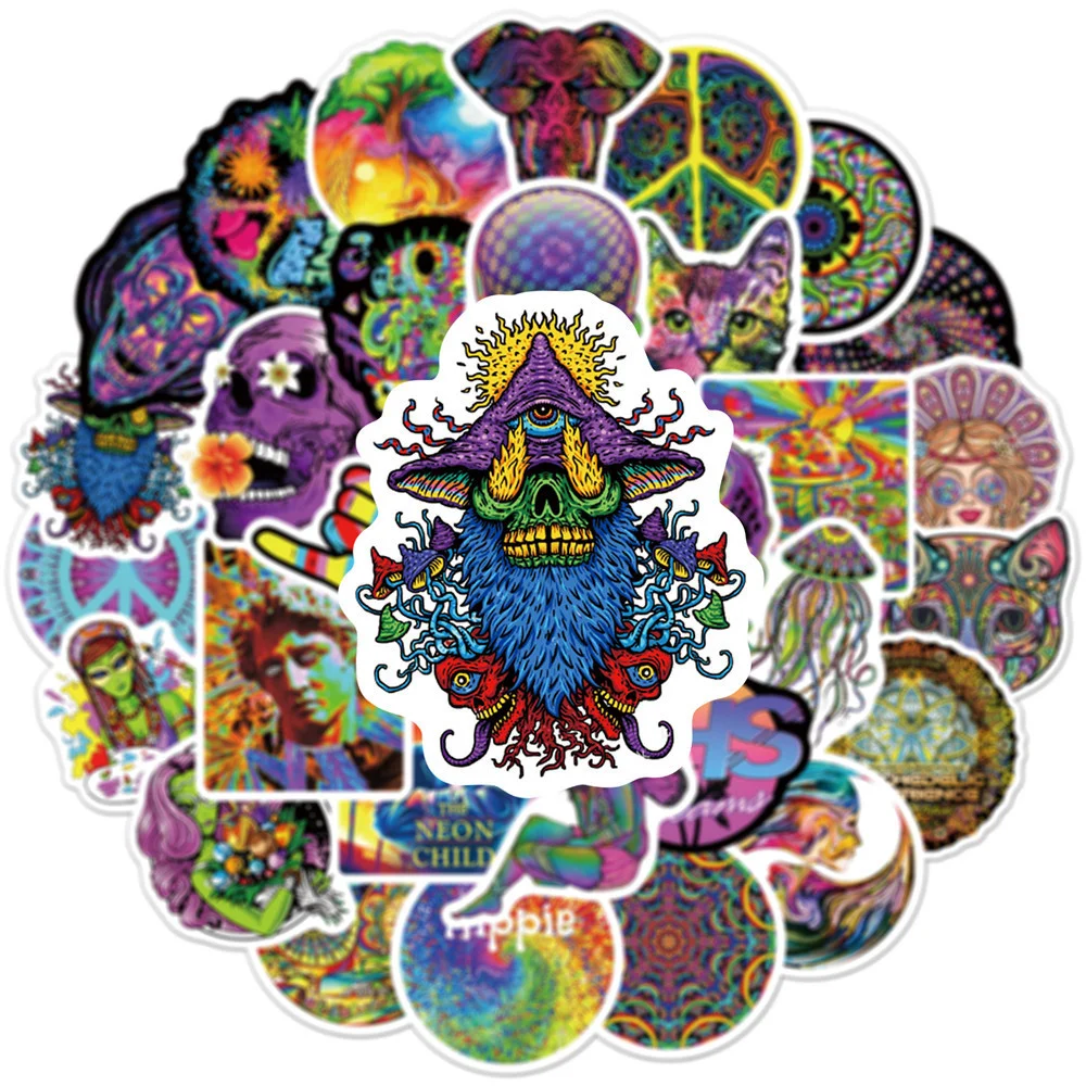 10/30/50PCS/ Do not repeat stickers Cool Skateboard Cup Suitcase Notebook Guitar Color Psychedelic Graffiti Sticker Wholesale