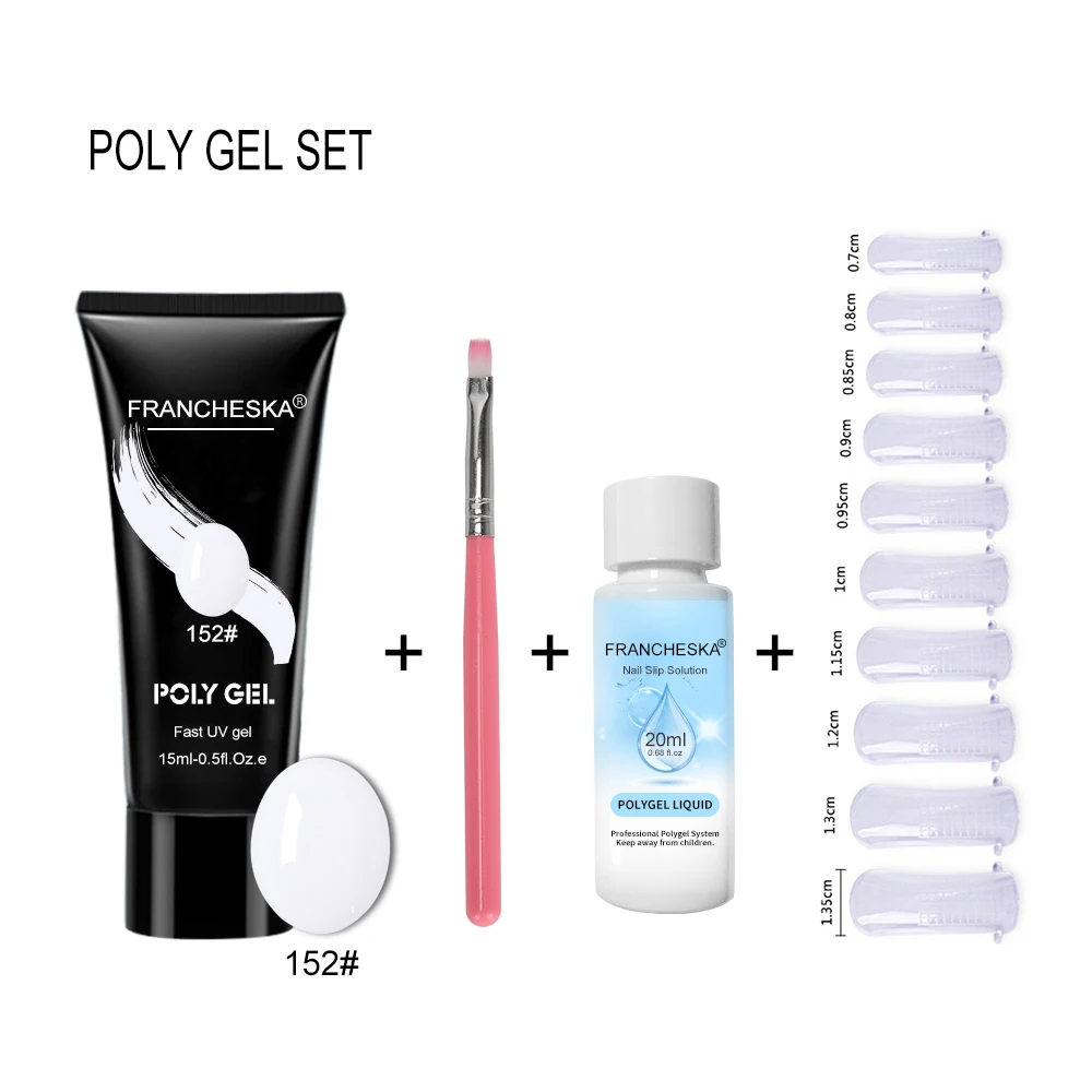 poly gel kit 152 Набор гель для наращивания ногтей УФ-гель-щетка для быстрого строительства желе акриловый полигель Набор 15 мл lakiery hybrydowe paznokcie oje - Цвет: poly gel kit 152