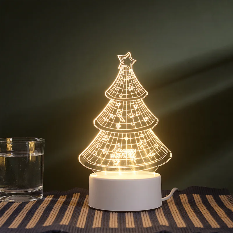 Christmas tree Подарок для подруги бойфренда 3D Голограмма лампа USB акриловые огни вечерние Подарок на годовщину подарок на день Святого Валентина - Цвет: Christmas tree