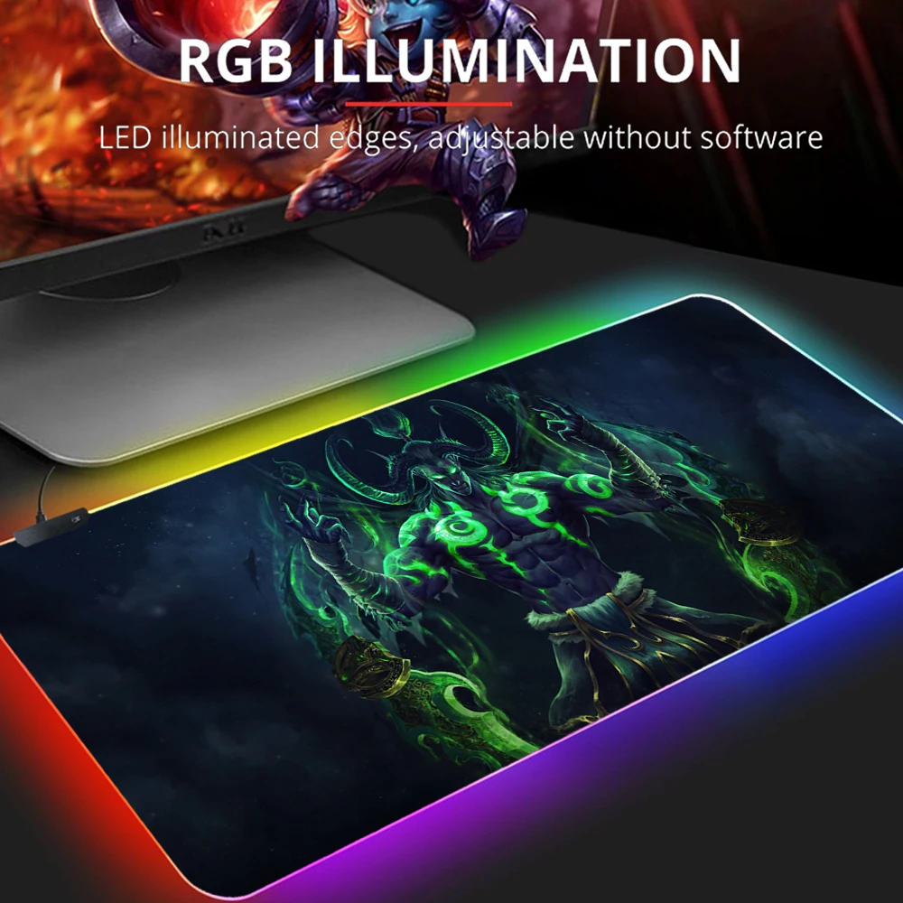 

Большой игровой коврик для мыши World of Warcraft с аниме RGB, коврик для компьютерной мыши Гранде Вау, Лич Кинг, игровой Настольный коврик для мыши дл...