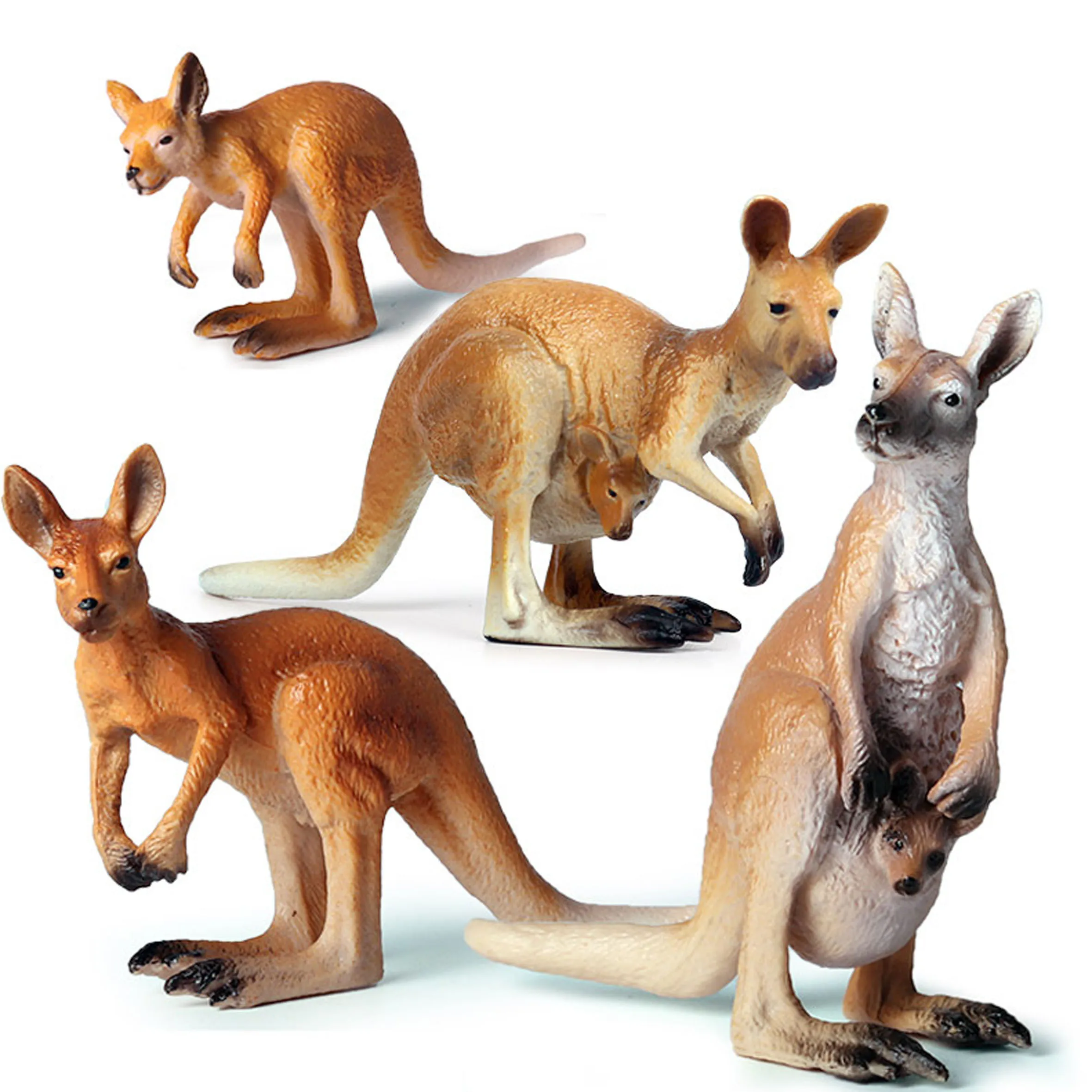 4pcs lovely plastic kangaroo figure models popular wild animal theme party toys nature life education gift for kids
