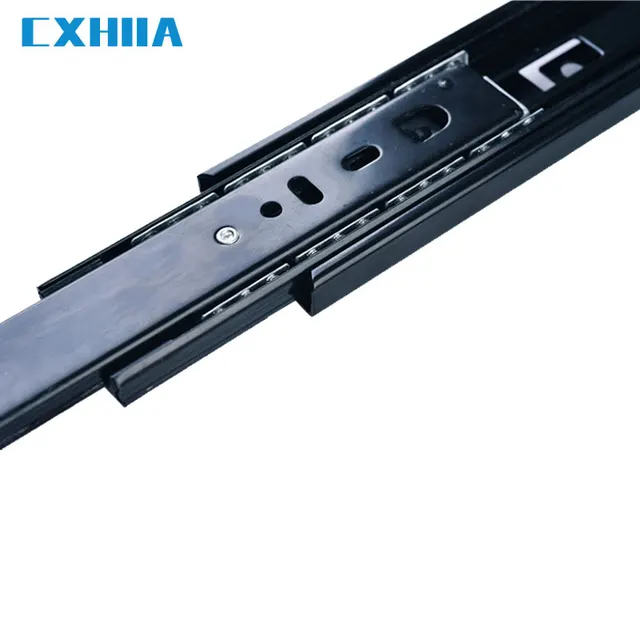 CXHIIA Black Cold-Rolled Steel Three-Stage Rebound Slide Rail