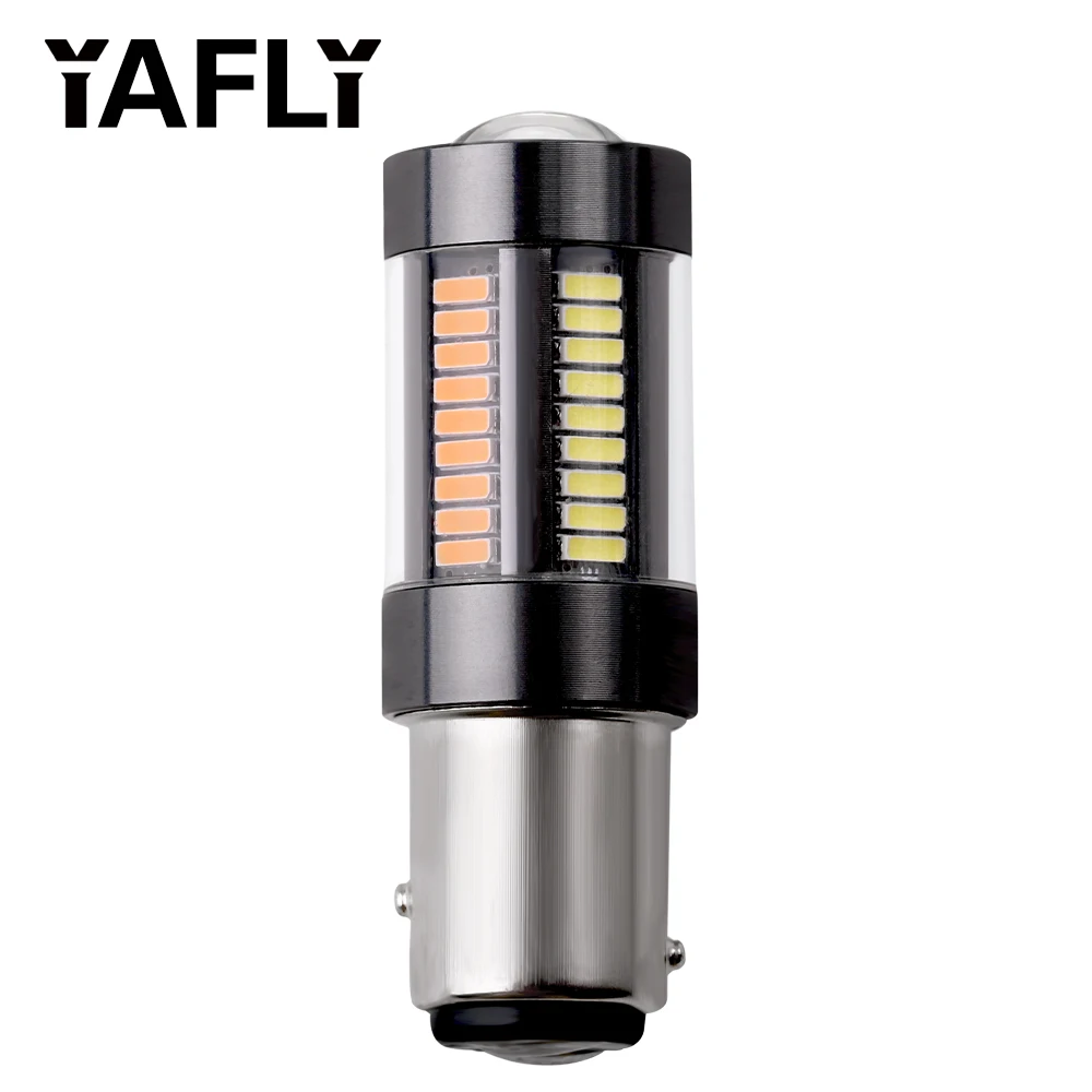

2pcs Dual Color 1157 P21/5W BAY15D T25 3157 W21/5W 4014 66 SMD Auto LED Bulbs Turning Lights Car Brake Lamp DRL White Amber 12V