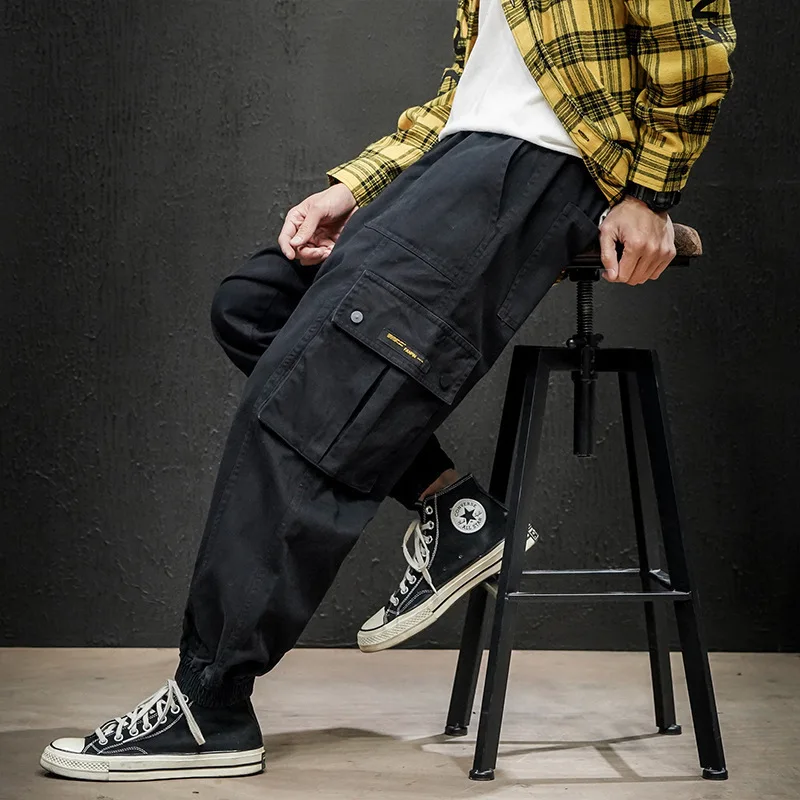 

Wesley Studio 2020 Spring Japanese-style Large Size Casual Pants Men's Loose-Fit Beam Leg Capri Workwear Pants Men's