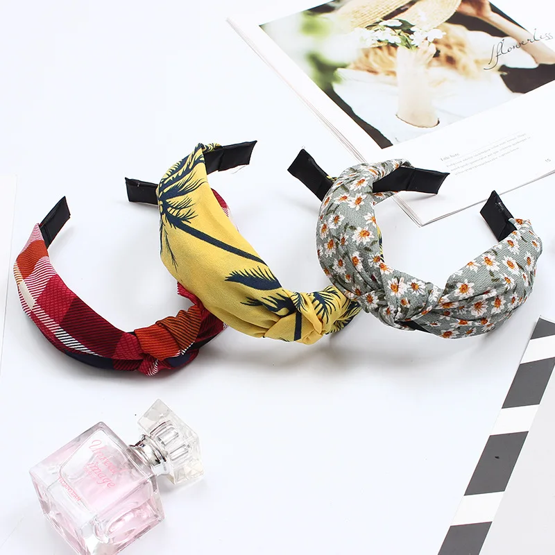 Spring And Summer New Style Hair Accessories Headdress Hair Bands Korean-style Knot Floral Fabric Large Rims Hair Bands Headband