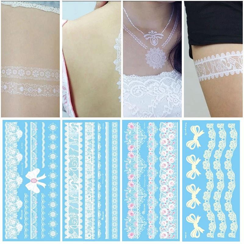 

waterproof and sweat tattoo stickers sexy wedding white lace tattoo stickers