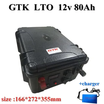 

GTK LTO 12V 80AH lithium titanate Battery Pack with BMS fast charge+ 10A charger for motorboat and solar car .