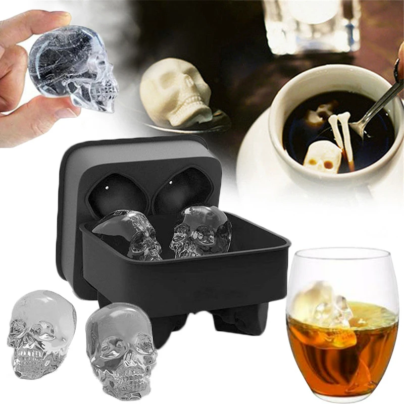 Ice Cube Trays Mold Halloween Mold Chocolate Molds Skull Kitchen Tool Pattern Cocktail 3D Tray Whiskey Ice Ball Maker Cutter
