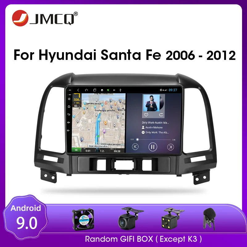 JMCQ For Hyundai Santa Fe 2006-2012 Android 9.0 Car Radio Multimedia Video Player Multimedia Audio Player 2 Din Split Screen RDS