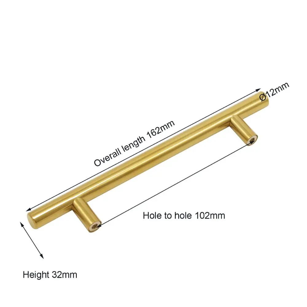 Gold C.C 102mm Probrico ручки для шкафа кухонные дверные ручки 12 мм круглые ручки для ящика шкафа для мебельной фурнитуры CC 50 мм~ 256 мм - Цвет: Gold C.C 102mm