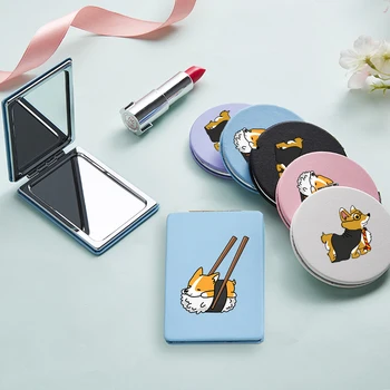 

Cute Corgi Makeup Cute Mirror with Double Side Fashion Portable Travel Folding Magnifying Compact Pocket Cosmetic Vanity Mirrors