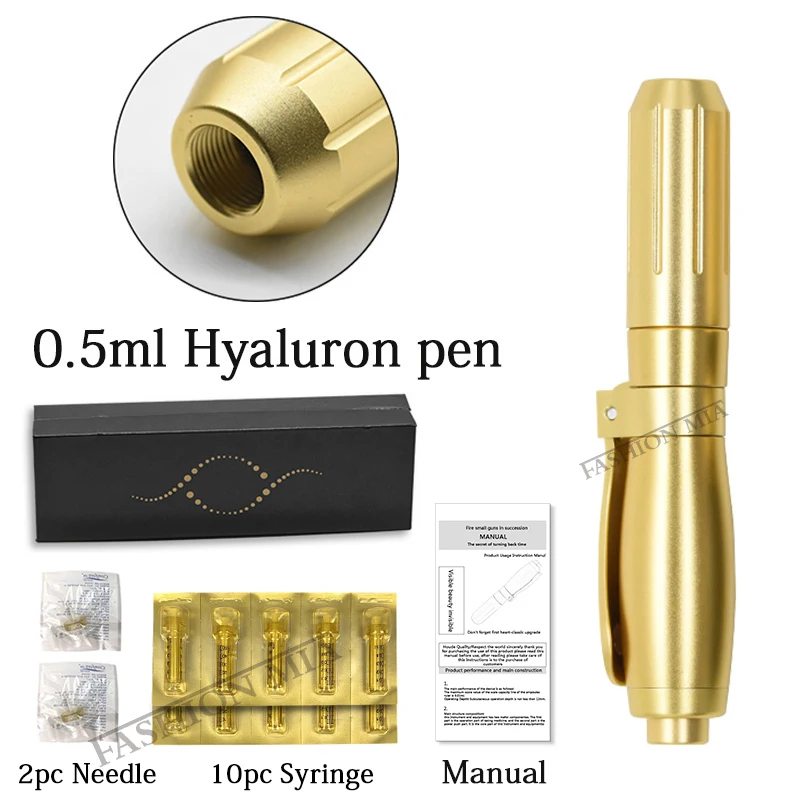 Инъекционная ручка для заливки губ, дермальный наполнитель, гиалуроновая ручка для лица, для увеличения носа, для наполнения губ, впрыска, впрыска, пистолет - Номер модели: 0.5 gold pen kit