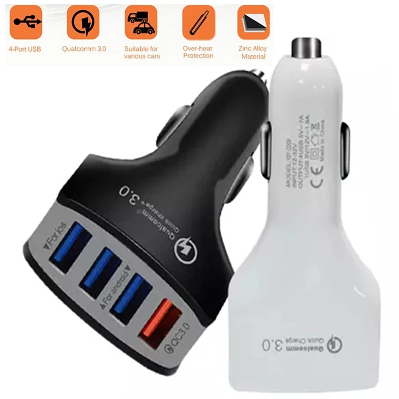 1000 шт 4 порта USB Автомобильное зарядное устройство Быстрая зарядка USB QC3.0 автомобильное зарядное устройство Автомобильный телефон зарядное устройство адаптер для сотового телефона