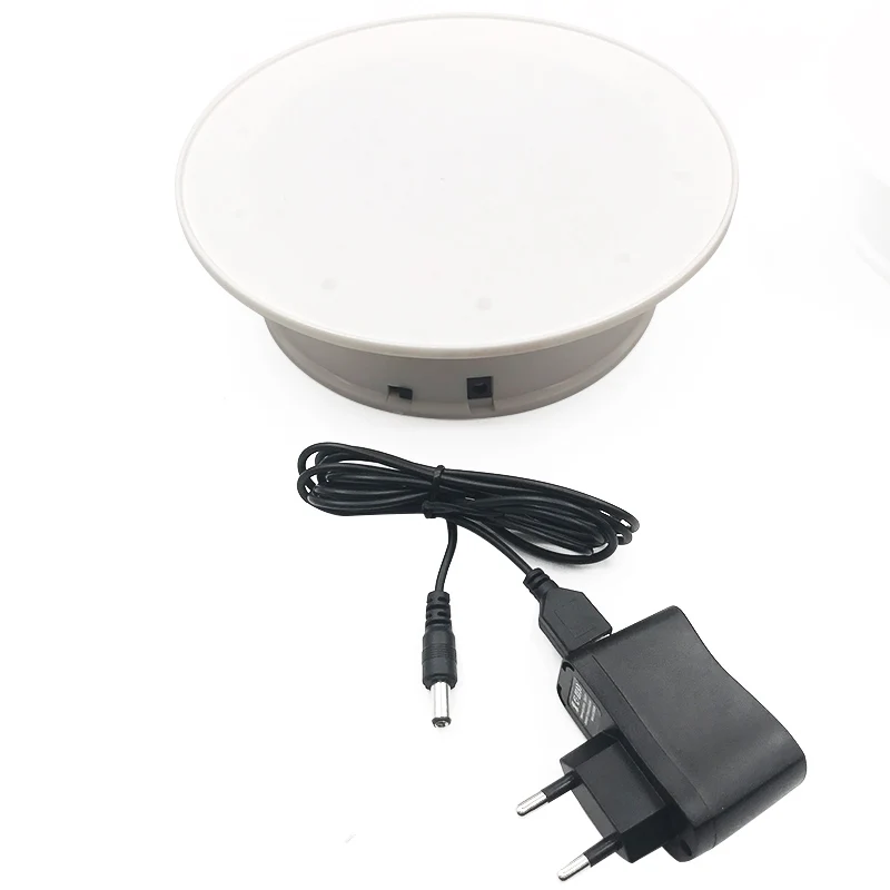 White with EU plug 360 градусов вращающийся стол с электрическим приводом Дисплей Стенд для фотографии Максимальная нагрузка 1,5 кг видео съемки реквизит поворотный стол 20 см - Цвет: White with EU plug
