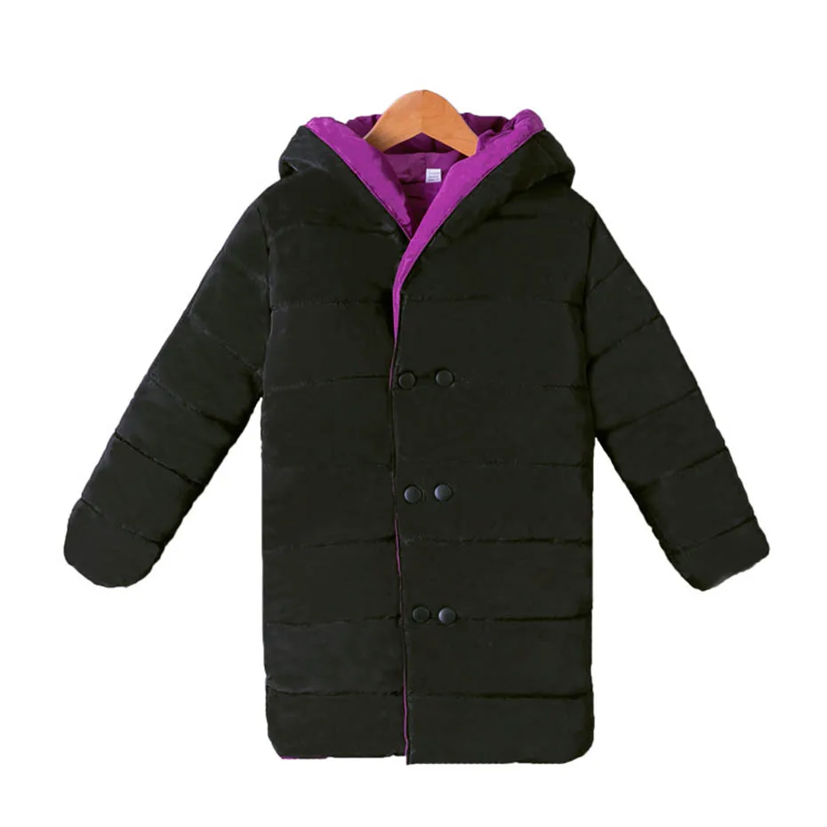 Girls Down Coat Solid Hooded Girls Down Jacket Double-Breasted Children's Parkas Casual Winter Warm Children's Overcoat For Girl - Цвет: As Picture